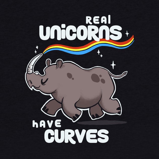 Chubby Real Unicorns - Funny Inspirational Quote - Cute Rhinoceros by BlancaVidal